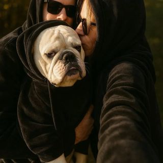 Když ladí celá parta – páníček, panička i jejich čtyřnohý parťák! 🖤🐶 Teplé, hebké a ručně šité mikiny, ve kterých je...